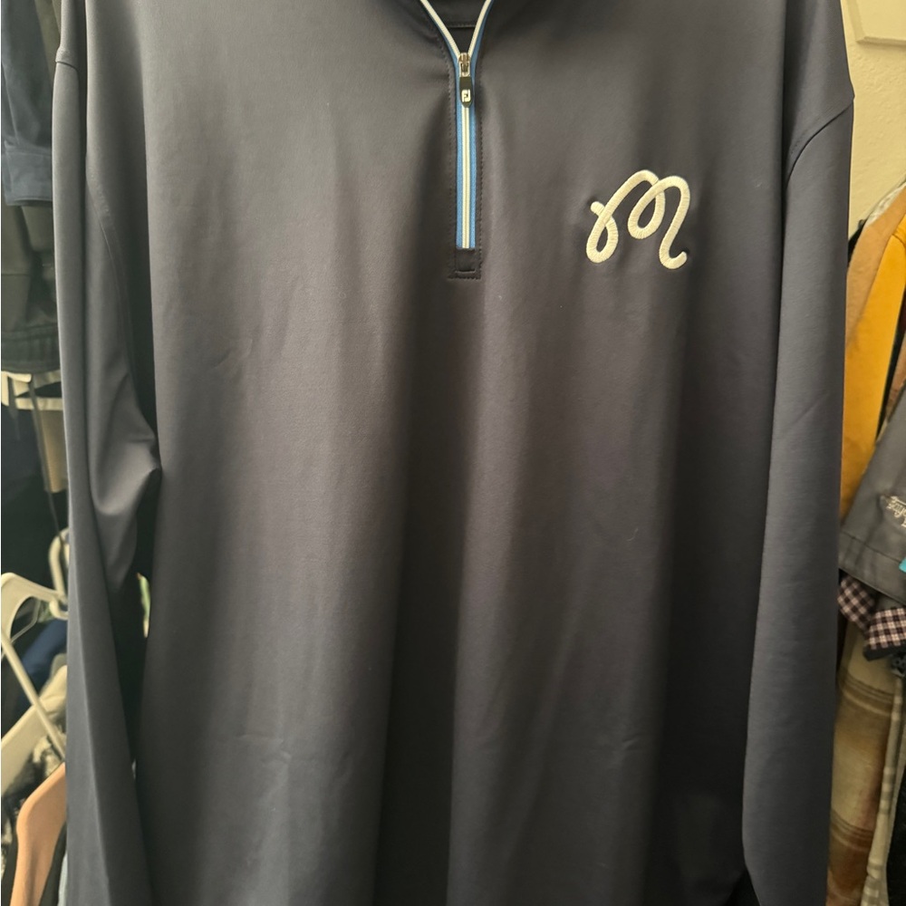 Malbon/Footjoy Navy Quarter-Zip Pullover with Logo